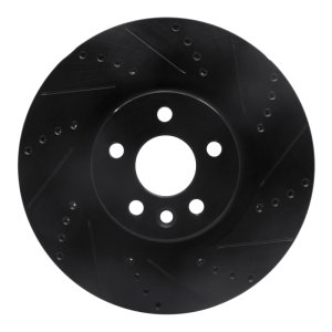 Jaguar E-Pace Brake Rotor (1) - Front Right - R1 Concepts - Drilled & Slotted - Black - `15-`19 Jaguar E-Pace Brake Rotor (1) - Front Right - R1 Concepts - Drilled & Slotted - Black - `15-`19